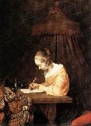TERBORCH, Gerard, Woman Writing a Letter a